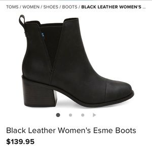 Brand new TOMS Black Leather Esme Boots size 9